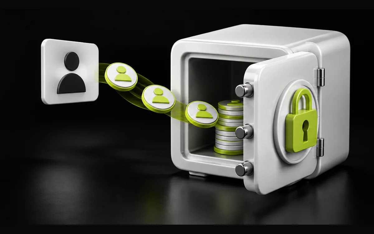 Customer data protected by a locked safe, illustrating first-party data privacy