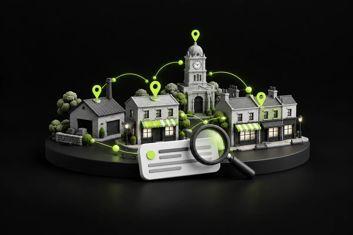 Local SEO visibility for Barnsley businesses Branded local SEO illustration for Barnsley search visibility