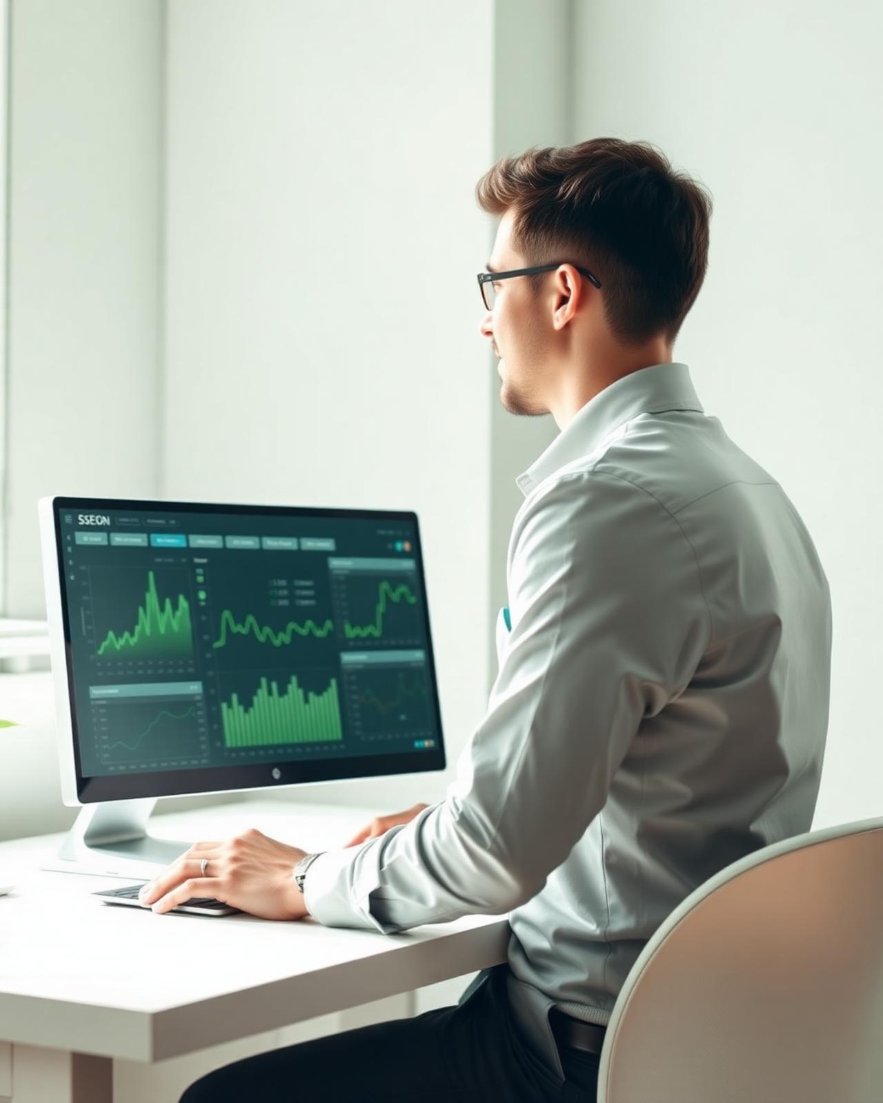 SEO consultant reviewing analytics dashboards SEO consultant reviewing analytics dashboards